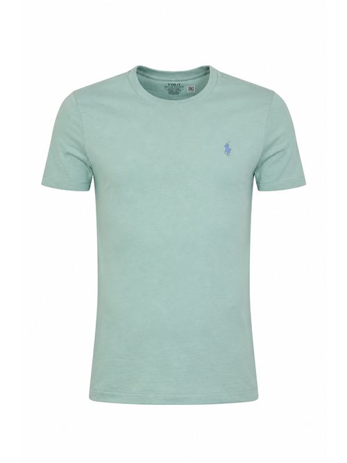 T-shirt in cotone con logo Pony Verde acqua POLO RALPH LAUREN | 710671438507